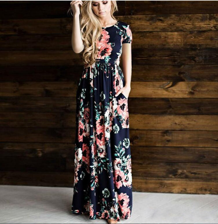 Dame Blomsterprint Maxi Kjole