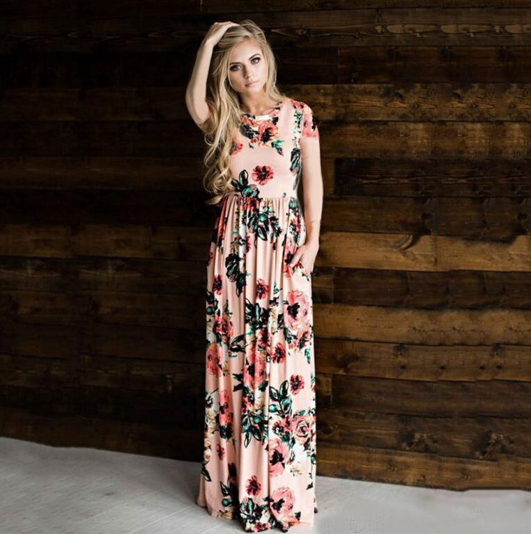 Dame Blomsterprint Maxi Kjole