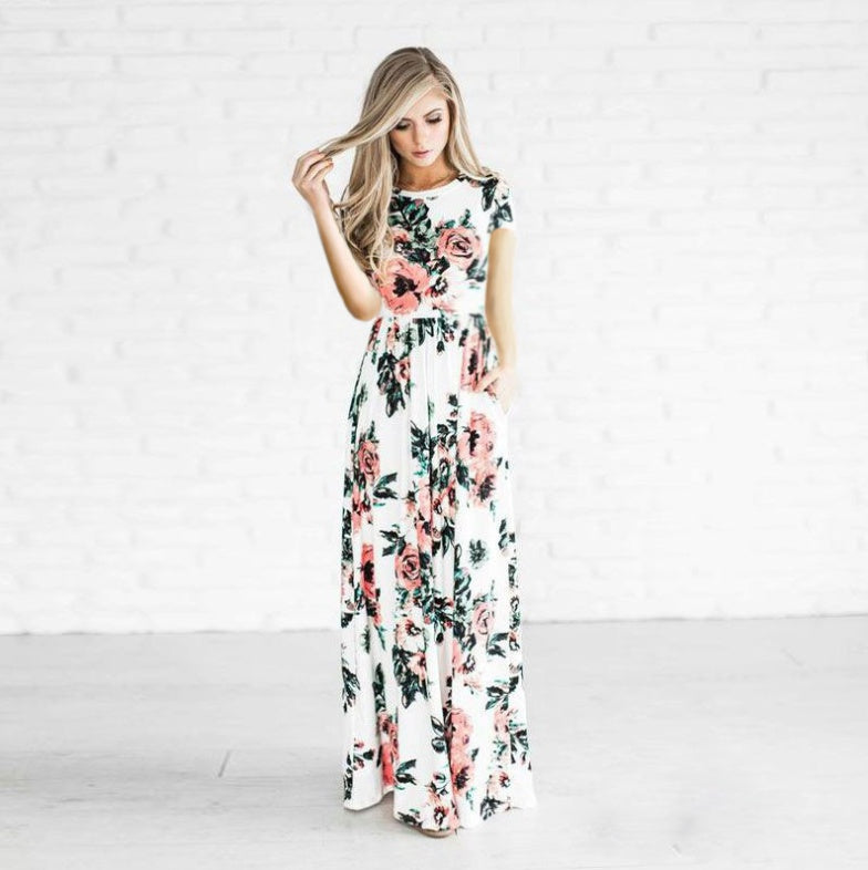 Dame Blomsterprint Maxi Kjole